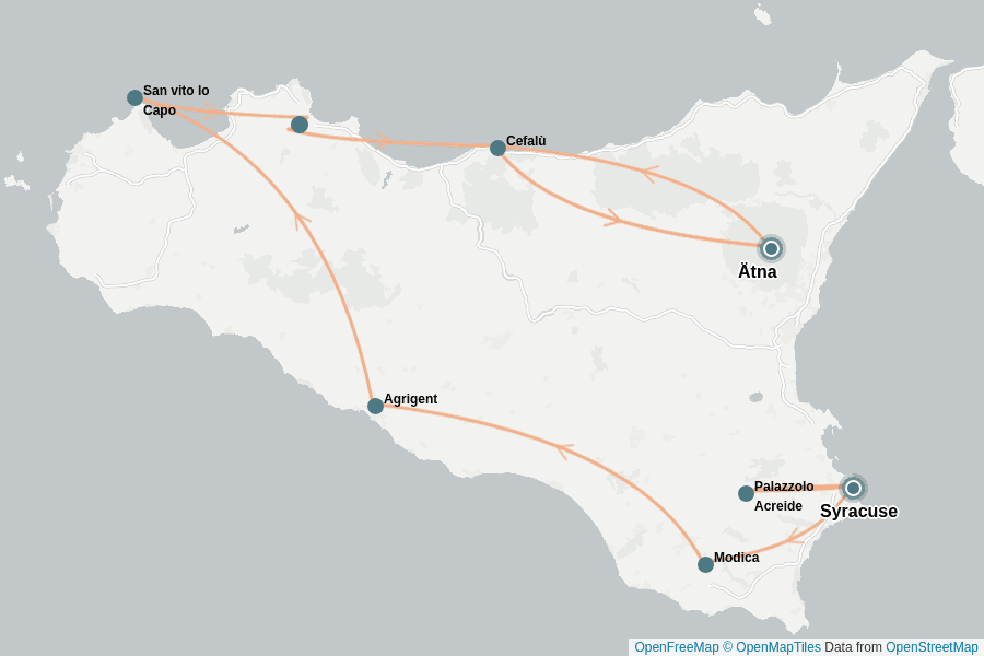 Itinerary Map image for Sizilien Rundreise