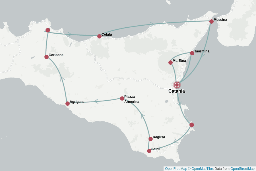 Itinerary Map image for Sizilien Höhepunkte 8 Tage