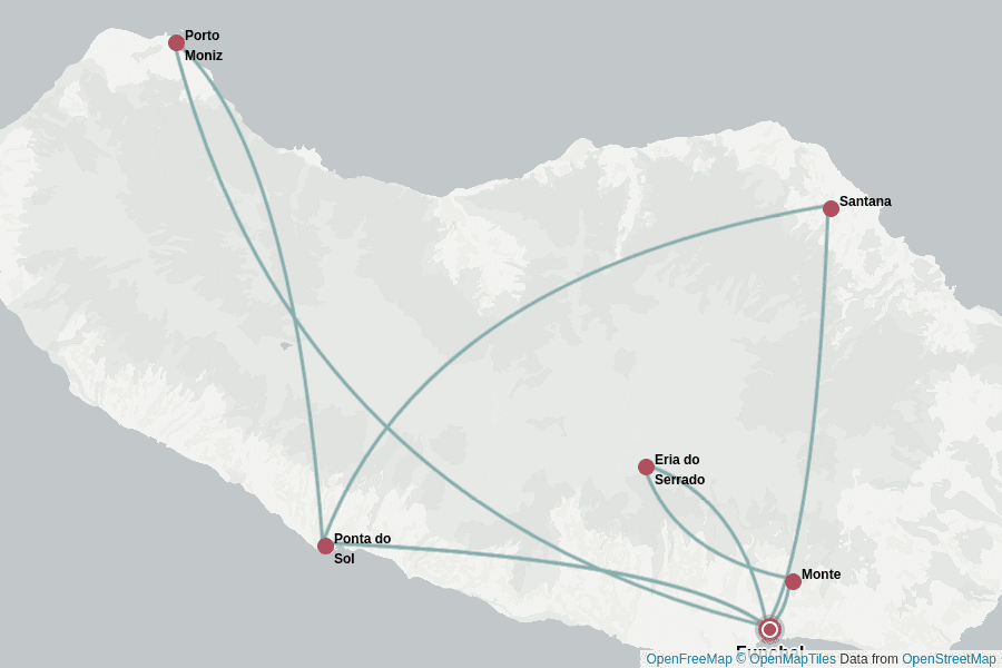Itinerary Map image for Madeira: Food, Natur & Kultur – 8 Tage Highlights