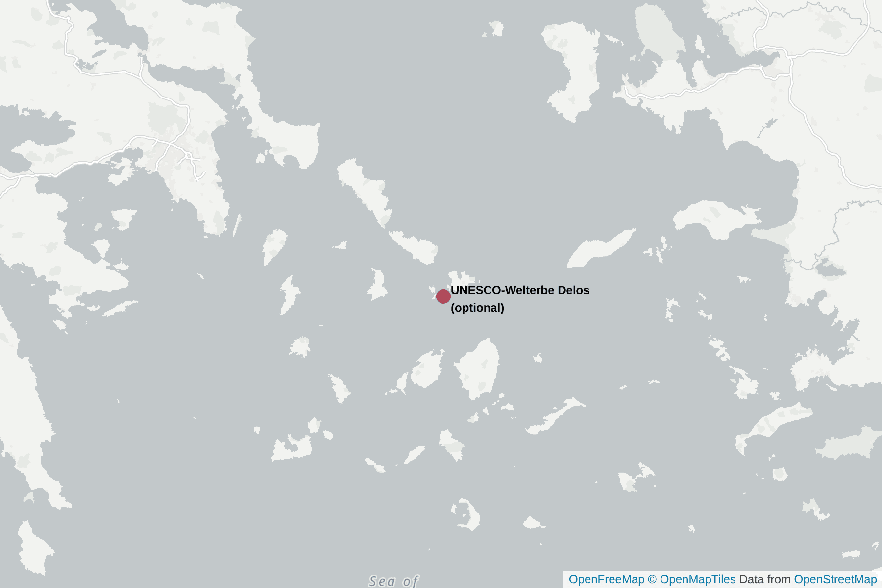 Karte von UNESCO-Welterbe Delos (optional)